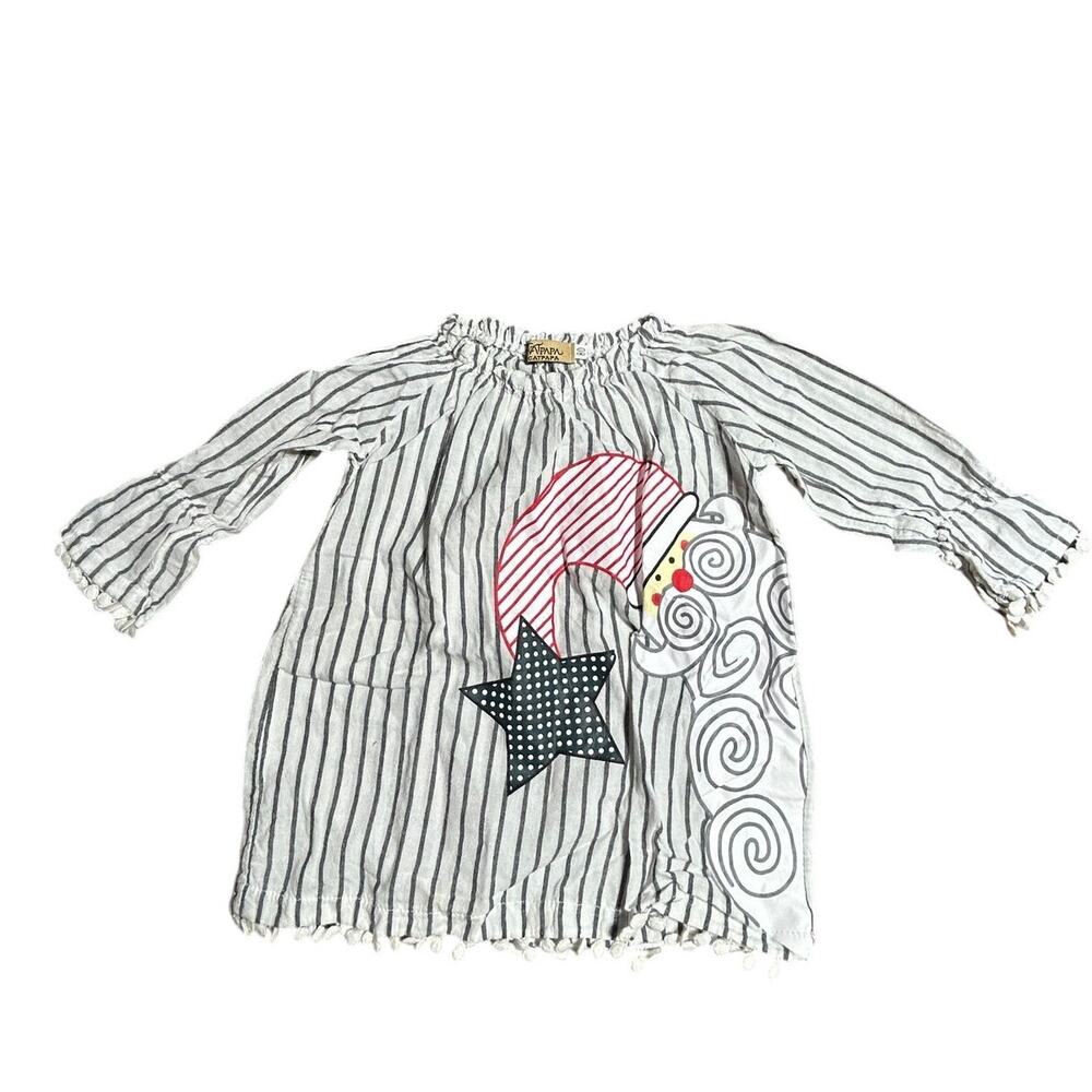 Catpapa Black & White striped babies Christmas Dress size 12-18 months